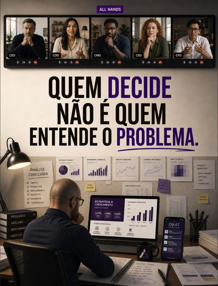 Post artwork by Ibson Junior on LinkedIn: the one who decides is not the one who understands the problem.